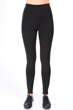 Kadın Siyah Yüksek Bel Toparlayıcı Örme Tayt