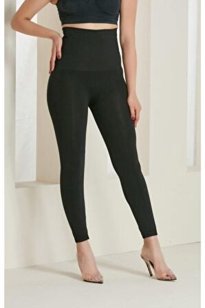 Kadın Siyah Yüksek Bel Toparlayıcı Korse Tayt 01 M