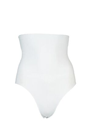 Kadın Beyaz Toparlayıcı Silikonlu Yüksek Bel Slip Korse