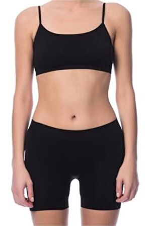 3 Adet Dikişsiz Şort Tayt Siyah 2029
