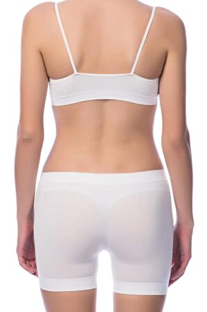 Kadın Beyaz Dikişsiz Şort Tayt 2029