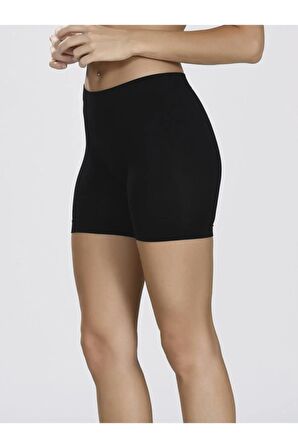 Kadın Siyah Dikişsiz Yüksek Bel Şort Tayt