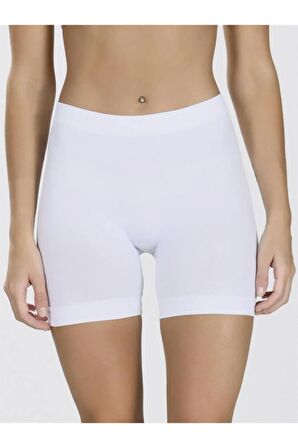 Kadın Bej Poky Dikişsiz Toparlayıcı Esnek Külot Şort