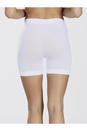 Kadın Bej Poky Dikişsiz Toparlayıcı Esnek Külot Şort