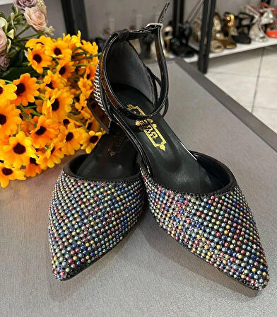 KISA TOPUK BİLEKTEN BAĞLI ÇOK RENLİ BONCUK DETAYLI SPOR ŞIKLIK KONFORLU KADIN AYAKKABI