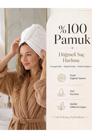%100 Pamuk Saç Kurutma Bonesi Düğmeli Havlu Saç Bonesi Hızlı Emici Banyo Duş Saç Havlusu
