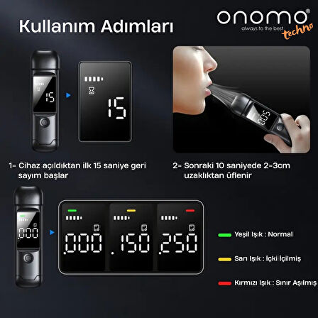Onomo Techno Profesyonel Alkolmetre Lacivert Alkol Ölçüm Cihazı