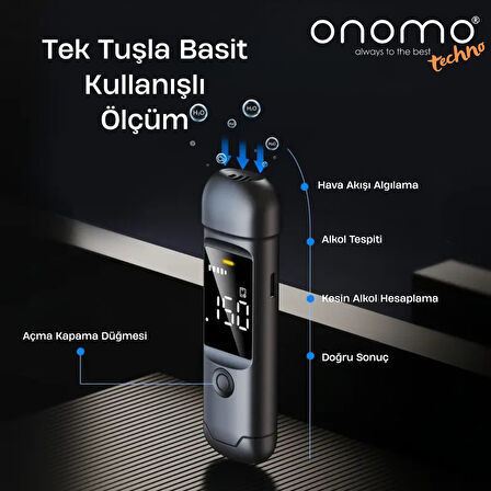 Onomo Techno Profesyonel Alkolmetre Lacivert Alkol Ölçüm Cihazı