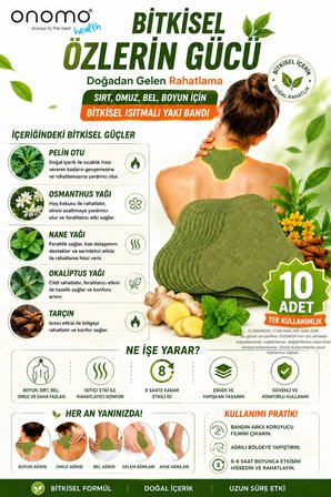 Health Sırt, Omuz, Bel, Boyun, Fıtık Için Bitkisel Isıtmalı Yakı Bandı 10 Adet