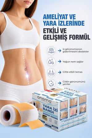 Onomo Health Silikon Yara İzi Bandı Ameliyat İzi Giderici Sezeryan Scar Keloid Yanık 2,5cm X 3m