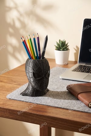 spider-man kalemlik masaüstü organizer maske figür siyah ofis çalışma masası düzenleyici