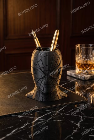 spider-man kalemlik masaüstü organizer maske figür siyah ofis çalışma masası düzenleyici