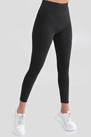 Kadın Siyah Yüksek Bel Toparlayıcı Parlak Disco Tayt Taytdalgıç