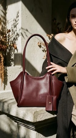 Bordo Gold Aksesuarlı Omuz Çantası Kadın Günlük Şık El ve Omuz Çantası 30x21 cm