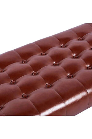 CHESTER Deri Metal Ayak Dekoratif Yatak Ucu Oturma Bank Kapitone Chester Puf Bench Koridor Oturağı