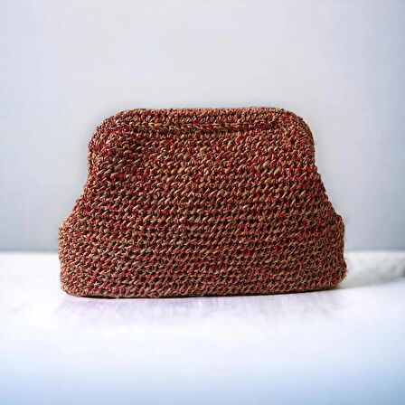 BORDO BEJ RENKLERDE KIRÇILLI CLUTCH ÇANTA