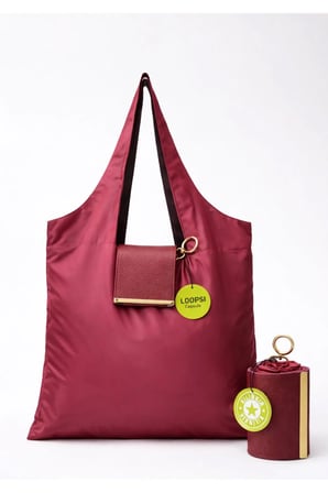 BORDO Şık Tasarımlı Katlanabilir Market & Alışveriş Çantası