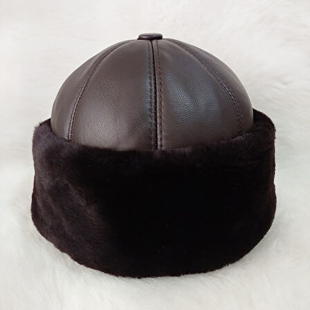 Klasik Koyu Kızıl Kahve Deri Börk