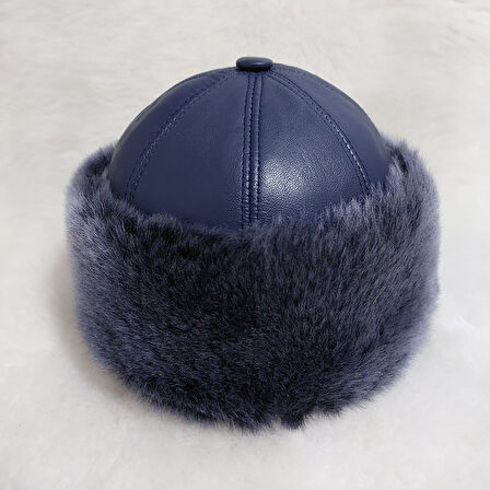 Lacivert Klasik Deri Börk