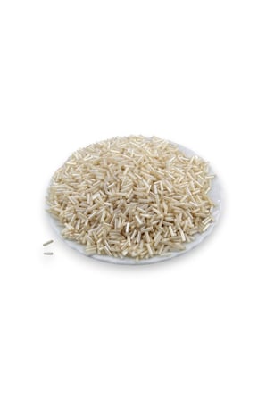 6x2 mm İnci Krem Boru Boncuk 100 Gr