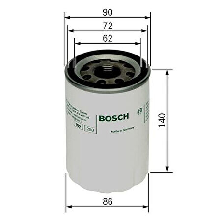 Bosch 0451103347 Yağ Filtresi Golf III-Passat-Polo-Sharan-Vento-A6-Cordoba-Ibiza II-Toledo 1.9TDI H20W06