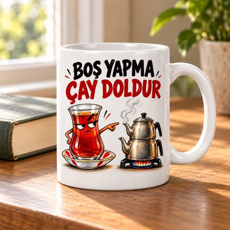 Boş Yapma Saati Tasarımlı Porselen Kupa - MODEL 715