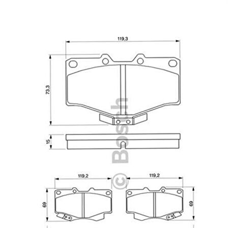 Bosch 0986424268 Ön Fren Balatası Toyota HiIux 1988-2000 Ln 106 4x4 2009-Land Cruiser 1996- 044650K140