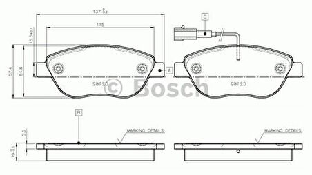 Bosch 0986424596 Ön Fren Balatası Doblo 1.9 JTD 07-Stilo 77365379