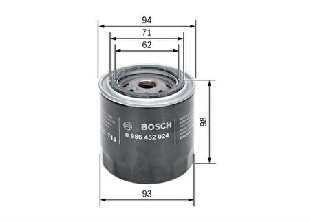 Bosch 986452024 Yağ Filtresi Nıssan Bluebırd 2.0 D 58Hp 04 84-01 88