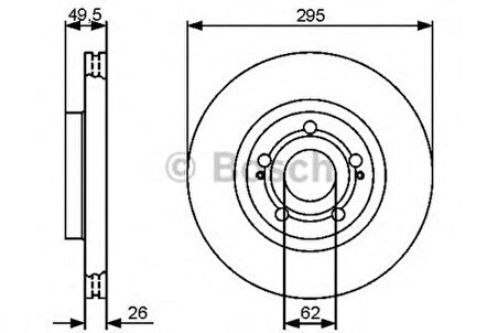 Bosch 0986479454 Ön Fren Diski Aynası Havalı Toyota Avensis D4D 2003-2008 Corolla Verso 04-Auris 2.0 D4D 07-Merkezleme Capı 62 295x4 4351205080