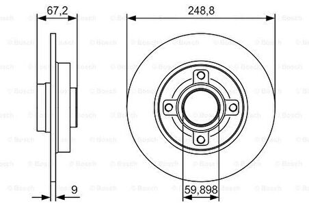 Bosch 0986479S42 Arka Fren Disk Aynası C4 P307 Poryalı Rulmansız 1.4L 1.6HDI 1.6L 2.0HDI 2.0I 249x9X4Dl 4249.34