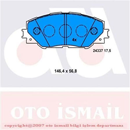 Bosch 0986494174 Ön Fren Balatası Toyota RAV4 06-11 Corolla Auris 1.33 1.4 1.6 2006- 446542140