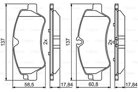 Bosch 0986494796 Arka Fren Balatası Tourneo Custom Transit Custom 2.2 TDCI 12 11 BK212M008AA