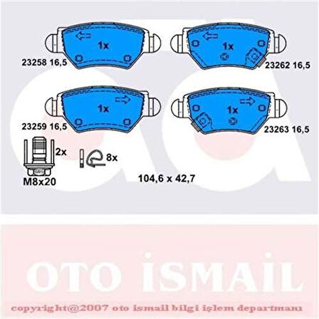 Bosch 0986495250 Arka Fren Balatası Diskli Frenler Astra G Zafira A 1605093