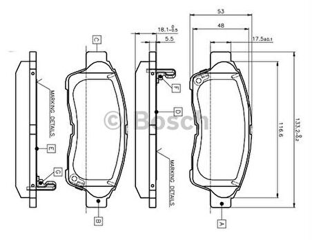 Bosch 0986495257 Ön Fren Balatası Toyota Corolla 1993-1998 Enj AE100 AE101 Kasa Corona Carina At191 92-97 RAV4 97-01 446505010