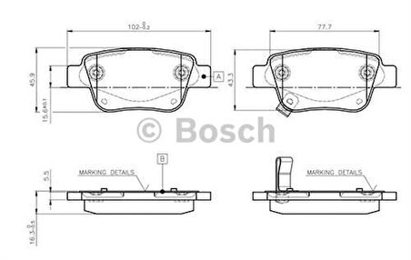 Bosch 0986Tb2464 Balata Fren Arka- Toyota Avensıs 03>08 1.6-Corolla-Verso 04>06
