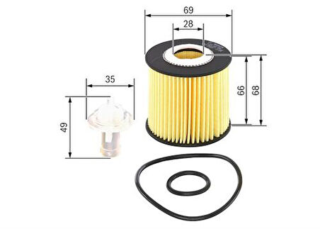 Bosch F026407098 Yağ Filtresi Corolla-Auris 1.4 D4D 2007-2012-Corola-Auris 1.4 D4D 2012-Yaris 1.4 D4D 2006-Verso 2010-2015 415231090