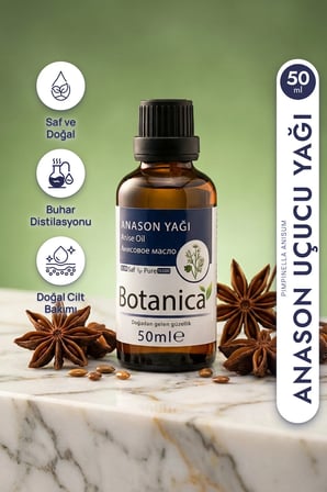 Anason Uçucu Yağı  Gıda Uyumlu Yoğun Aroma Anise Oil 50 Ml Pura Morena