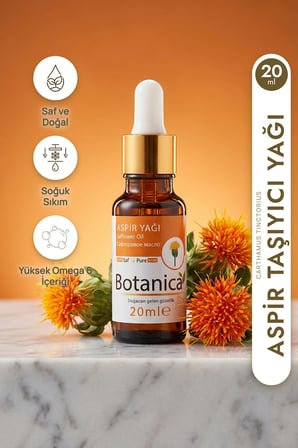 Aspir Yağı Soğuk Sıkım  Hafif Masaj Yağı Cilt Nemlendirici Safflower Oil 20 Ml Pura Morena