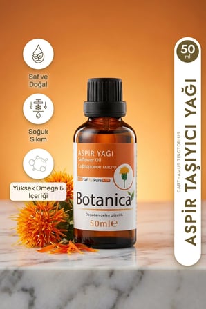 Aspir Yağı Soğuk Sıkım  Hafif Masaj Yağı Cilt Nemlendirici Safflower Oil 50 Ml Pura Morena