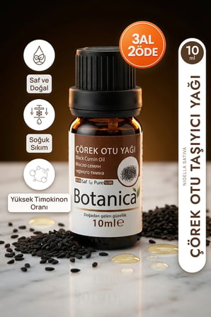 Çörekotu Yağı Soğuk Sıkım  Saç Bakımı Gıda Uyumlu Black Seed Oil 10 Ml Pura Morena