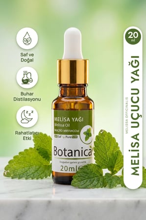 Melisa Uçucu Yağı  Rahatlatıcı Aromaterapi Cilt Bakımı Lemon Balm Oil 20 Ml Pura Morena