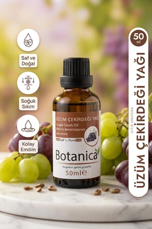 Üzüm Çekirdeği Yağı Soğuk Sıkım  Masaj Yağı Hafif Nemlendirici 50 Ml Pura Morena