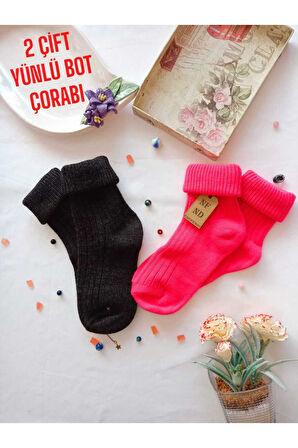2 ÇİFT ÇORAP YÜN SOKET HEDİYE ERKEK KADIN BOT ÇORABI, KALIN KIŞLIK KOKULU YILBAŞI PEMBE FÜME 36-40