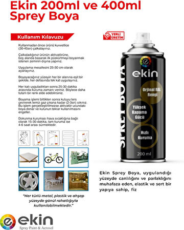 Ekin 400 ml Sprey Boya Parlak Siyah Renk 5 Adet
