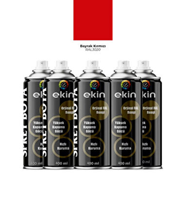 Ekin 400 ml Sprey Boya Parlak Kırmızı Renk 5 Adet