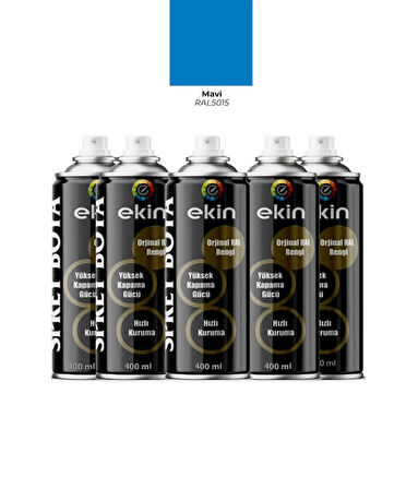 Ekin 400 ml Sprey Boya Boncuk Mavi Renk 5 Adet