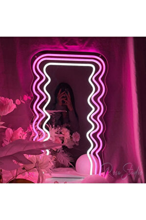 90 cm Ledli Desenli Dekoratif Duvar Boy Aynası