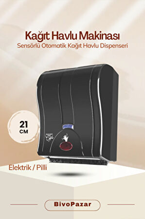 Palex (BİVOPAZAR) Prestij Sensörlü Otomatik Kağıt Havluluk ( Kağıt Havlu Dispenseri) 21 Cm Siyah 3491-s