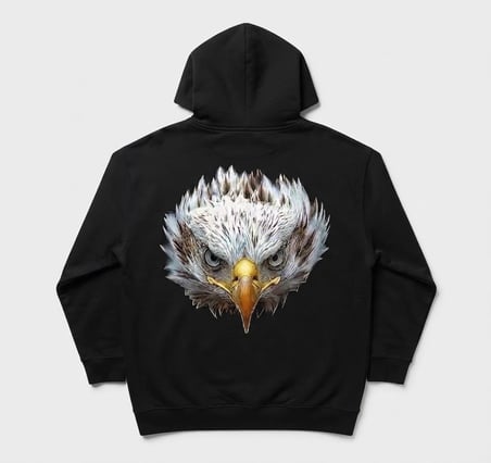 Kartal Figürlü Baskı Detaylı Kapşonlu Hoodie / Sweatshirt